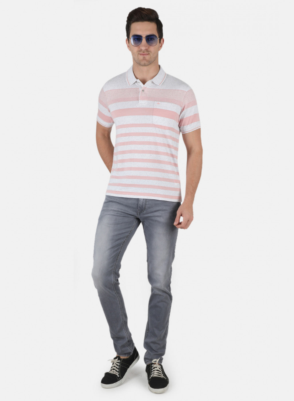 Men Pink Stripe T-Shirt