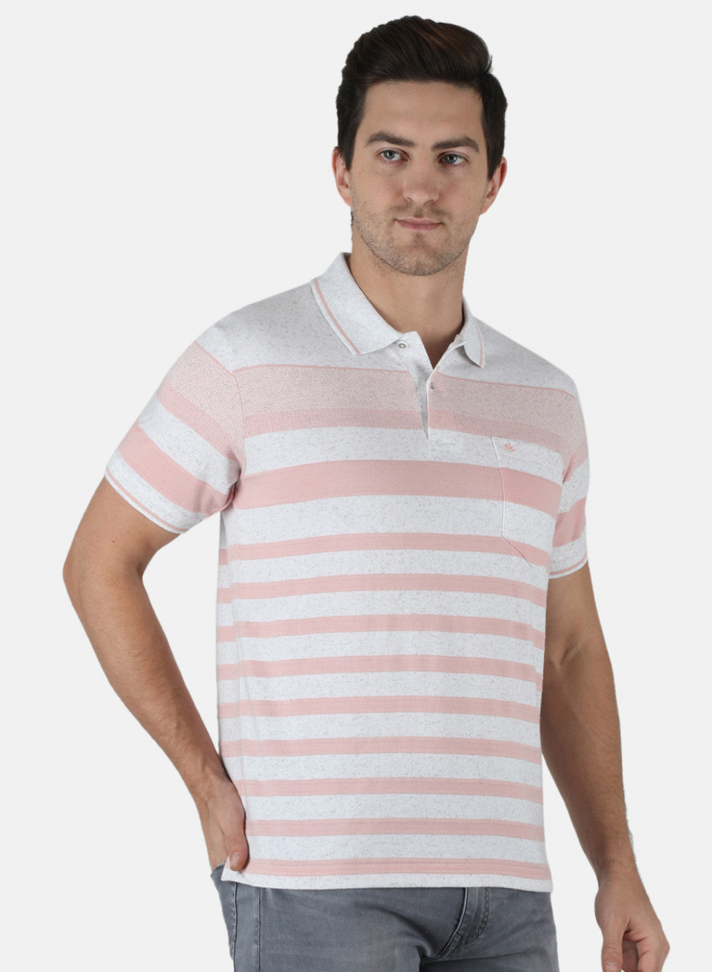 Men Pink Stripe T-Shirt