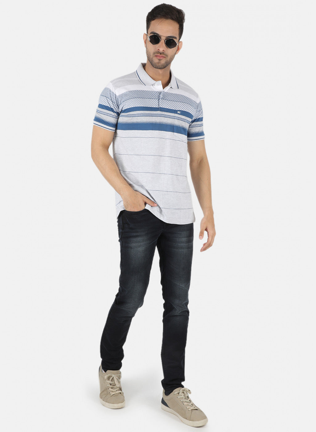 Men Blue Stripe T-Shirt