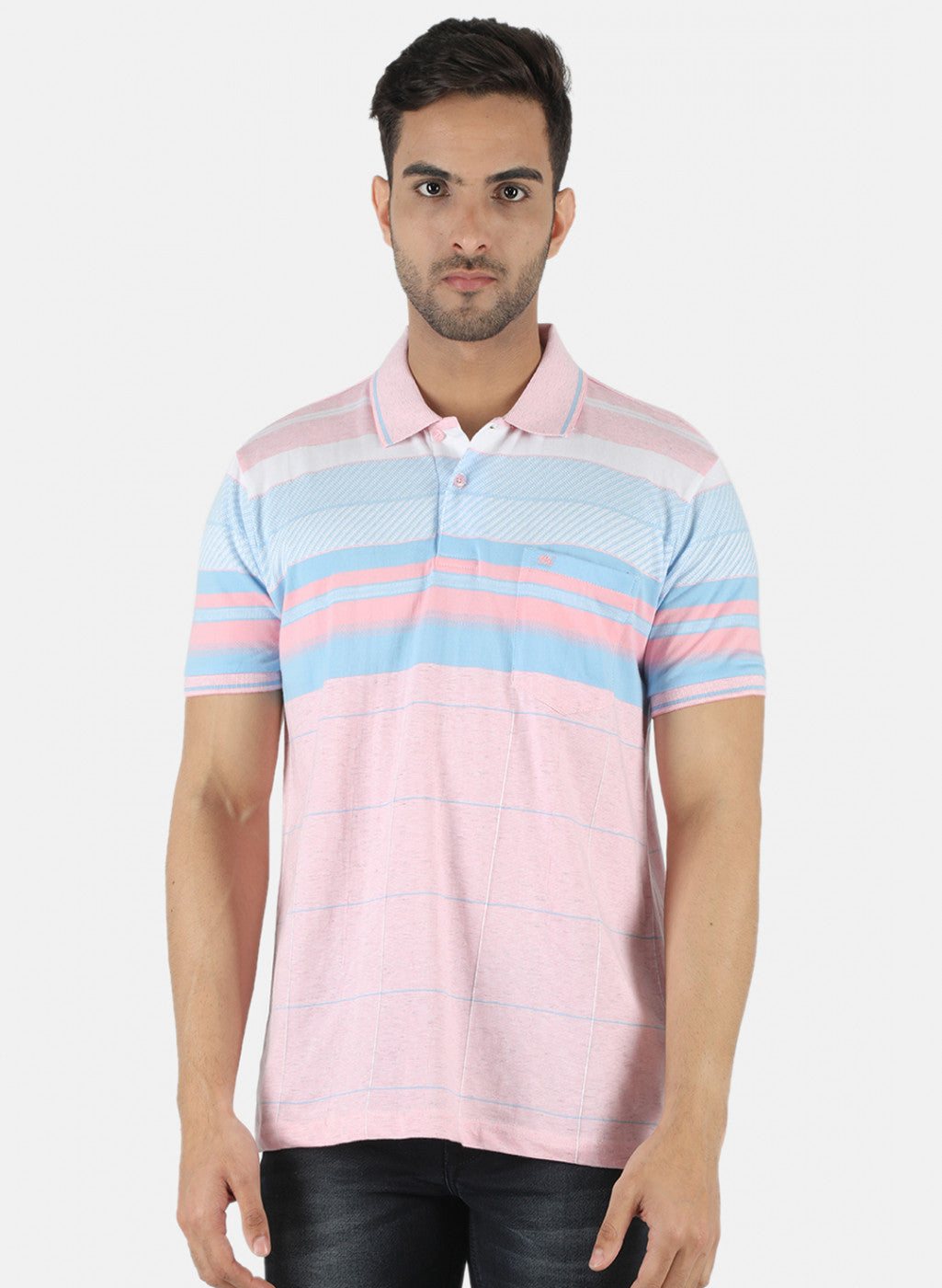 Men Pink Stripe T-Shirt