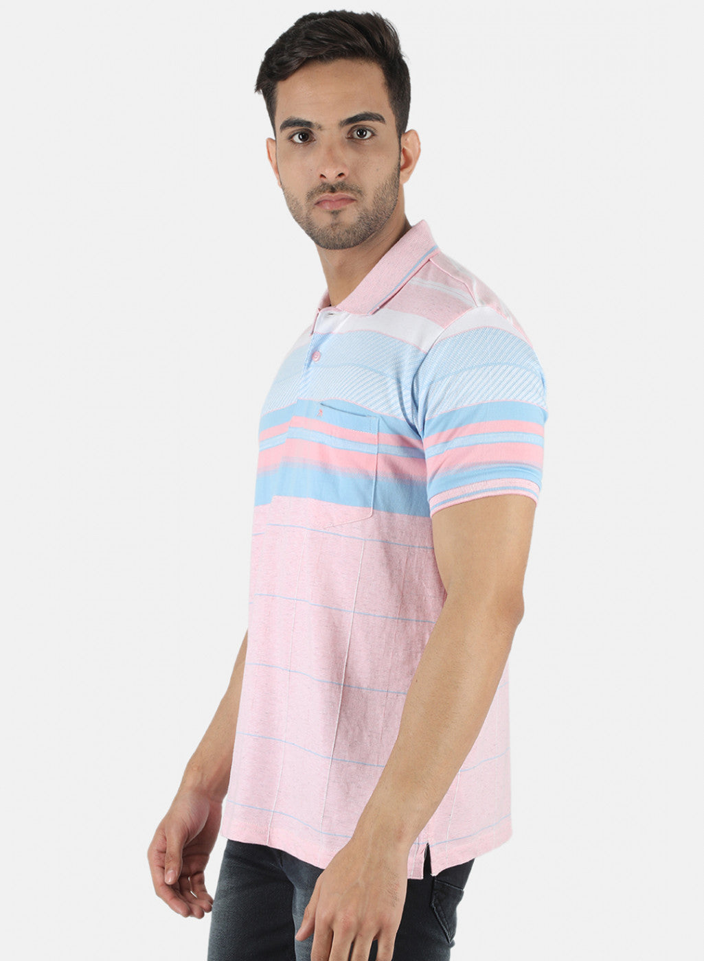 Men Pink Stripe T-Shirt