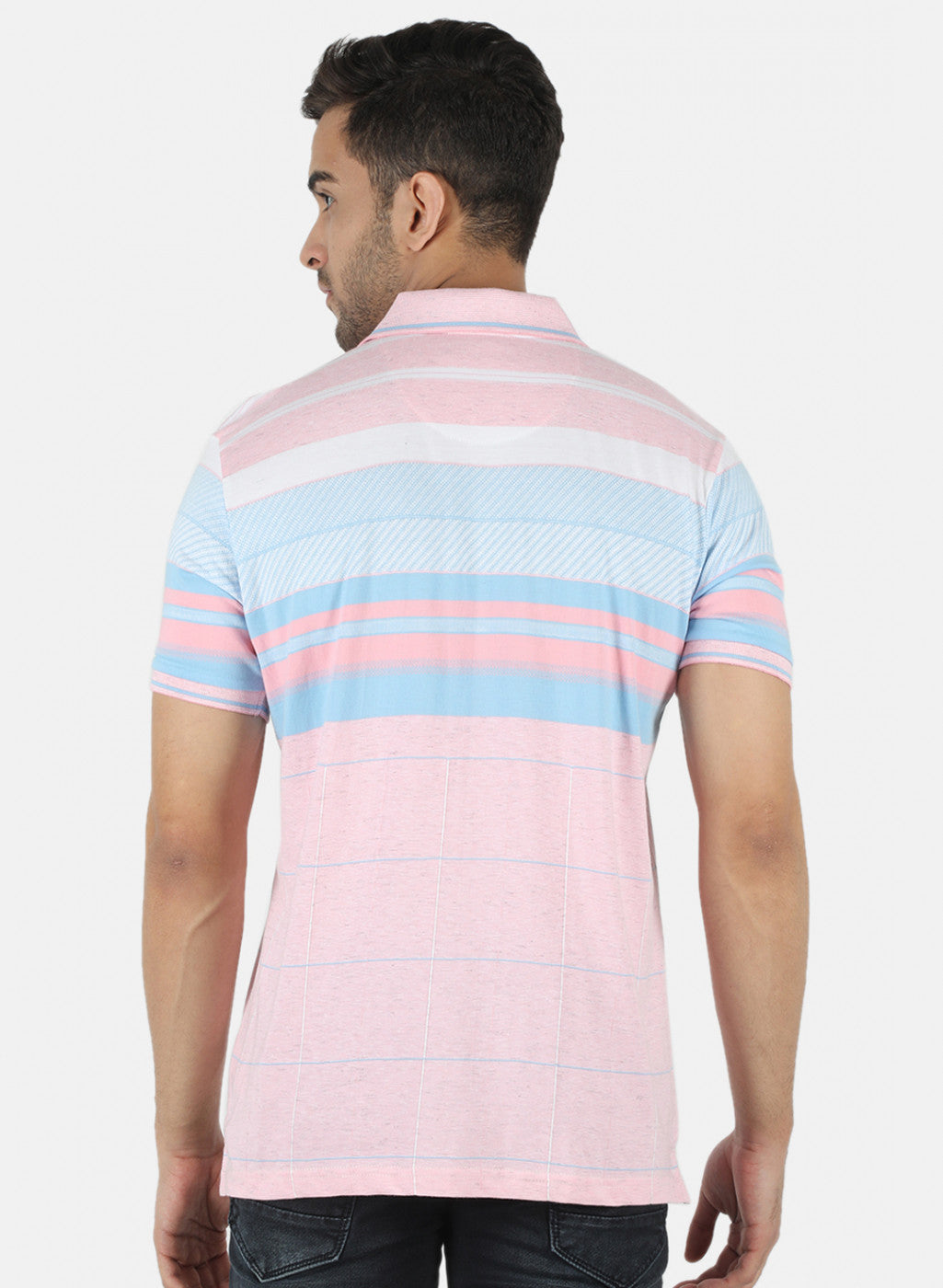 Men Pink Stripe T-Shirt