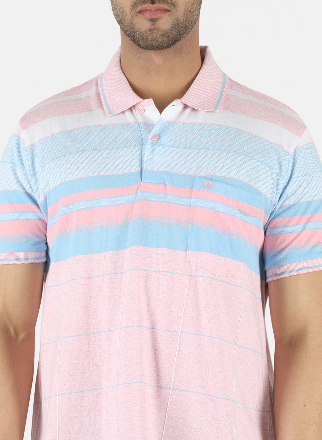 Men Pink Stripe T-Shirt