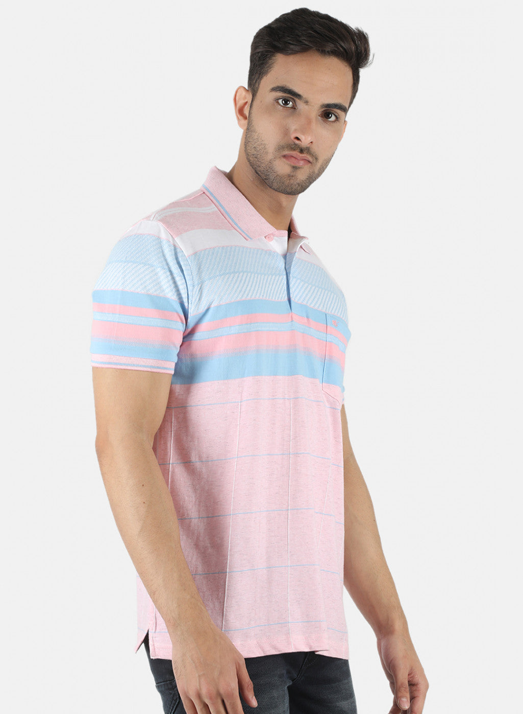 Men Pink Stripe T-Shirt