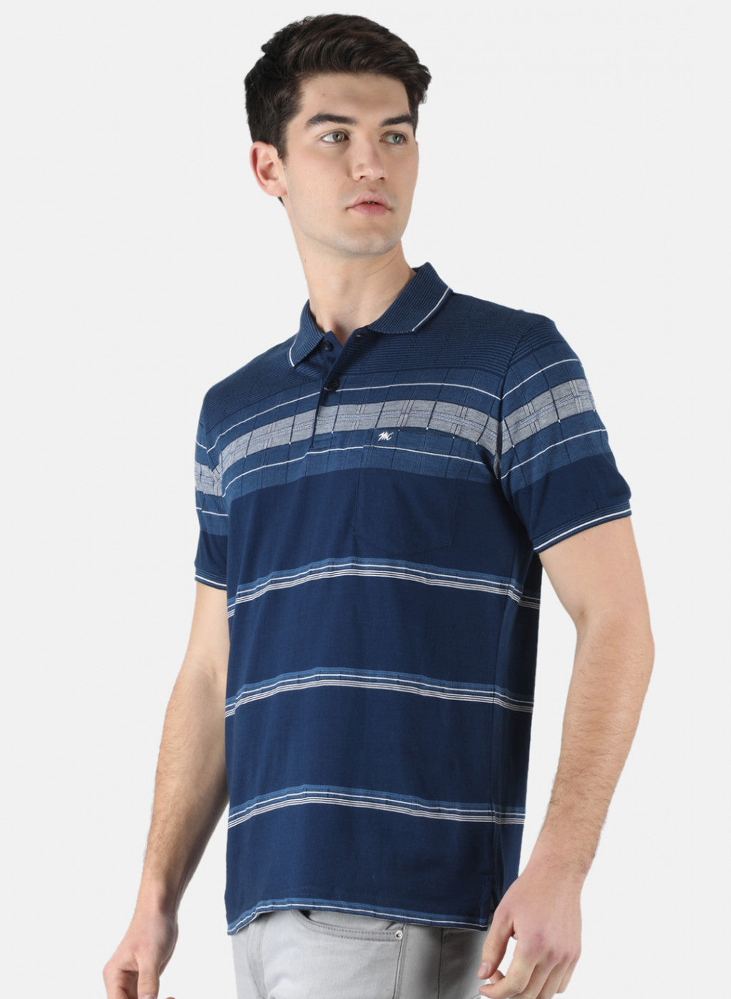 Men Blue Stripe T-Shirt