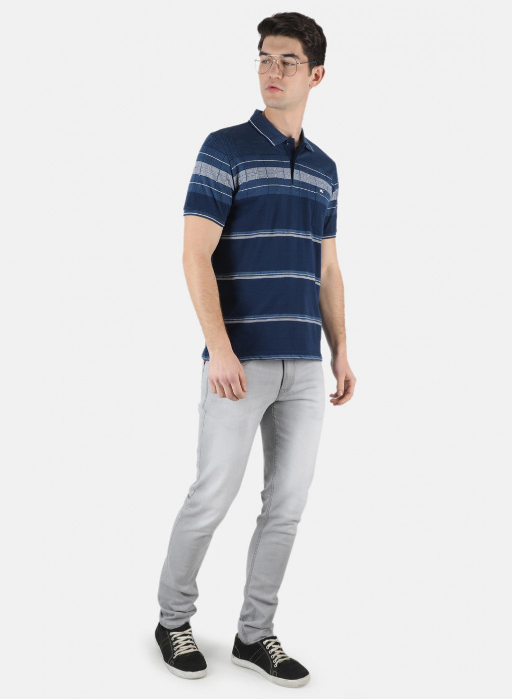 Men Blue Stripe T-Shirt