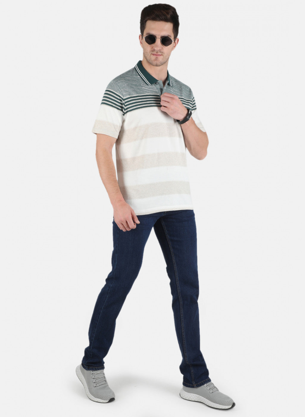 Men Grey Stripe T-Shirt