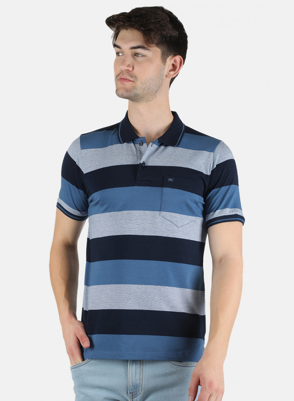 Men Blue Stripe T-Shirt