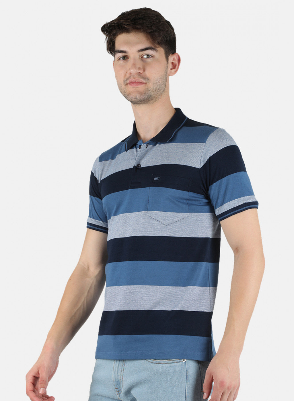 Men Blue Stripe T-Shirt