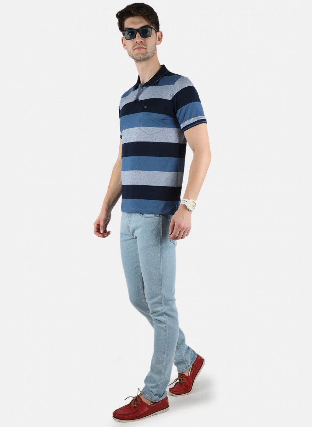 Men Blue Stripe T-Shirt