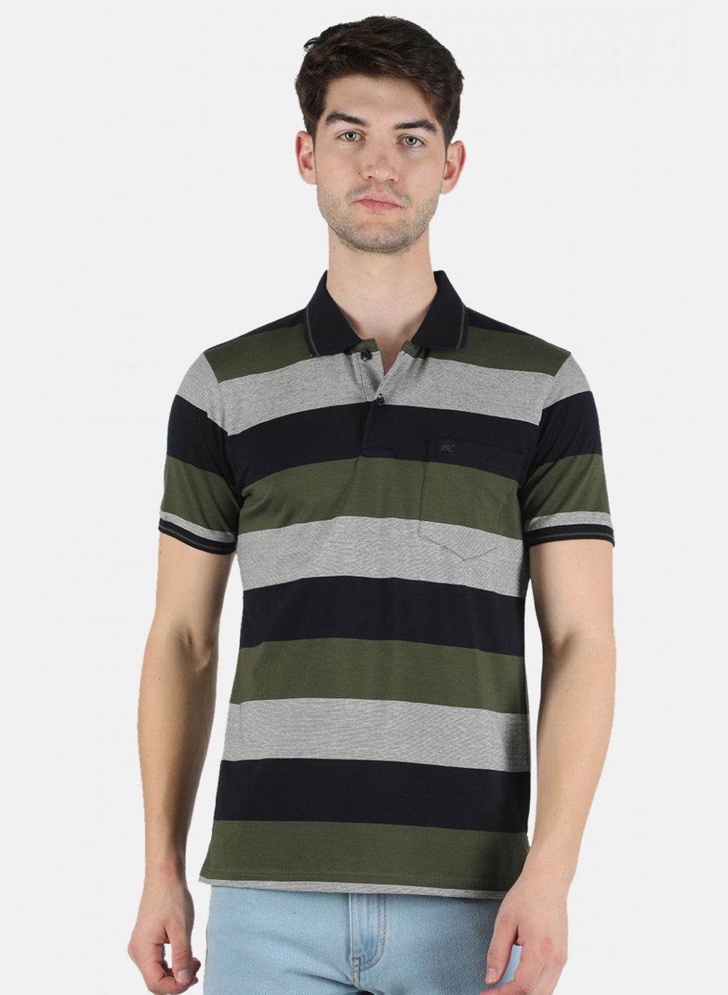 Men Olive Stripe T-Shirt