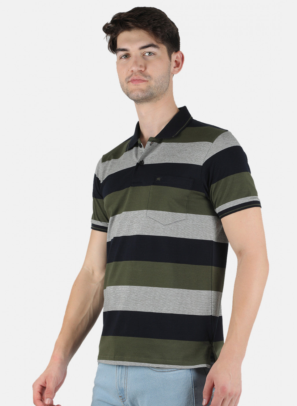 Men Olive Stripe T-Shirt