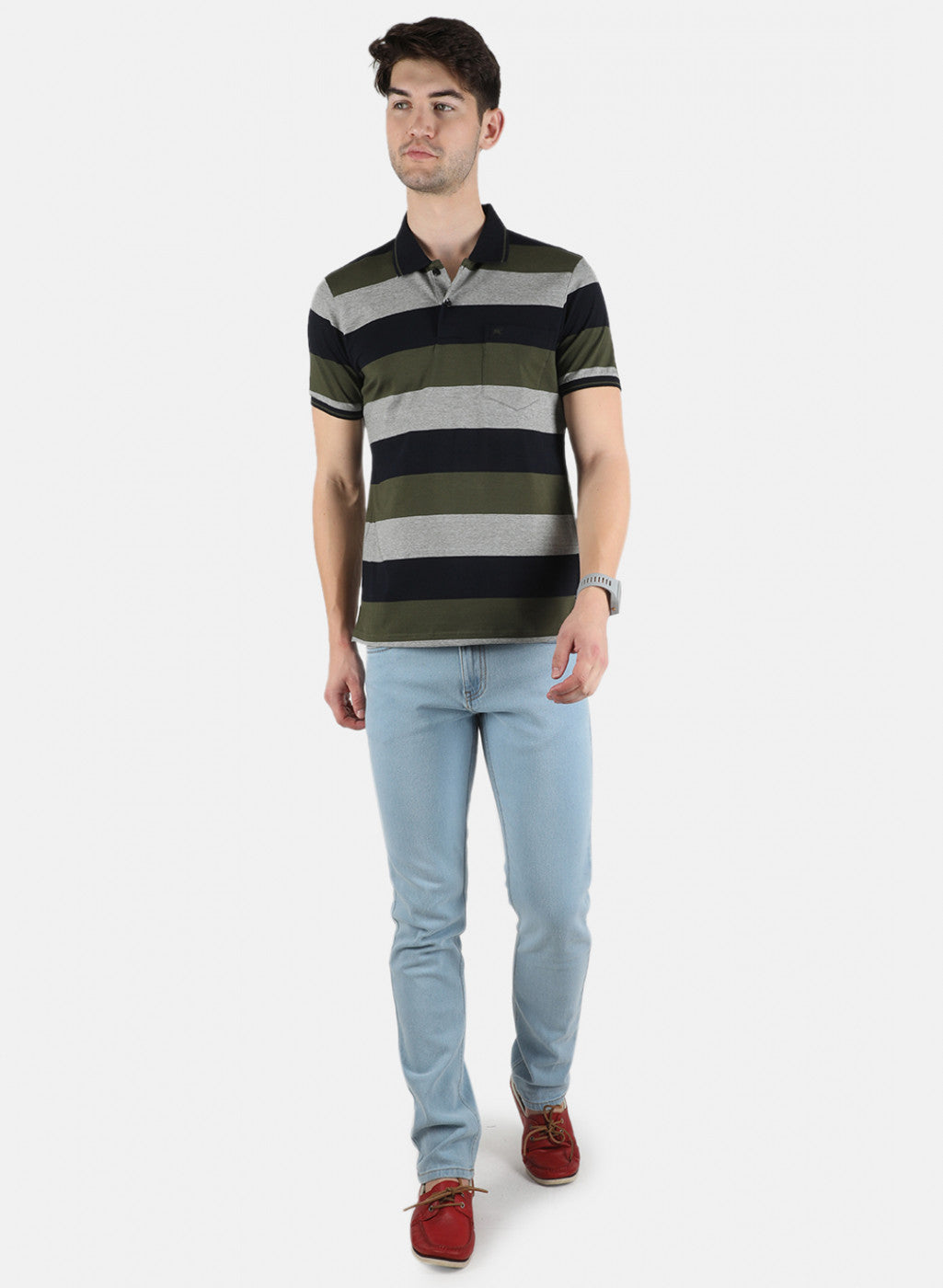 Men Olive Stripe T-Shirt