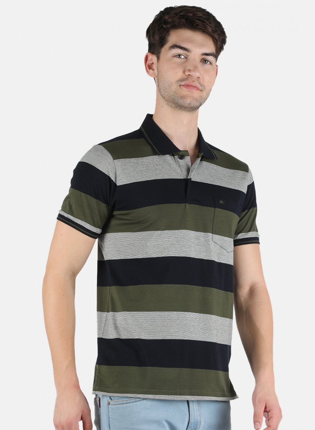 Men Olive Stripe T-Shirt