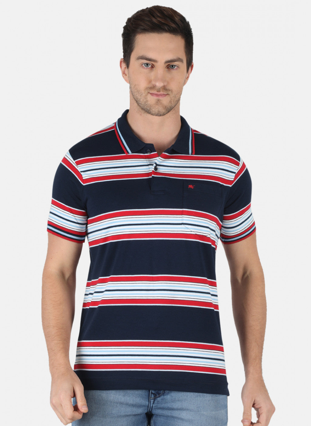 Men NAvy Blue Stripe T-Shirt