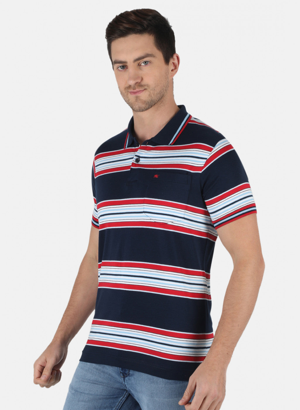 Men NAvy Blue Stripe T-Shirt