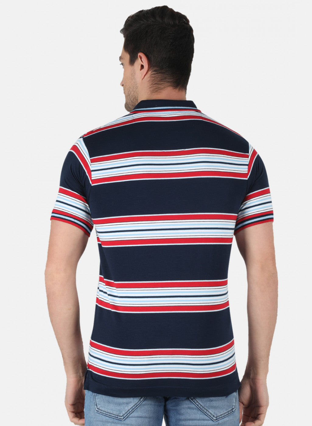 Men NAvy Blue Stripe T-Shirt