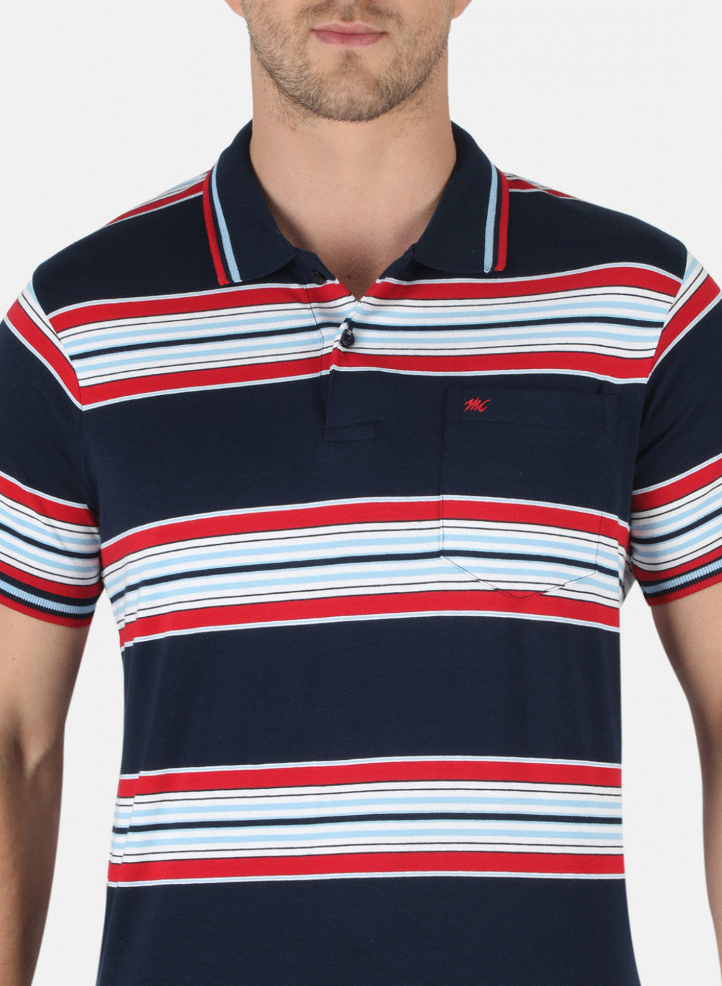 Men NAvy Blue Stripe T-Shirt