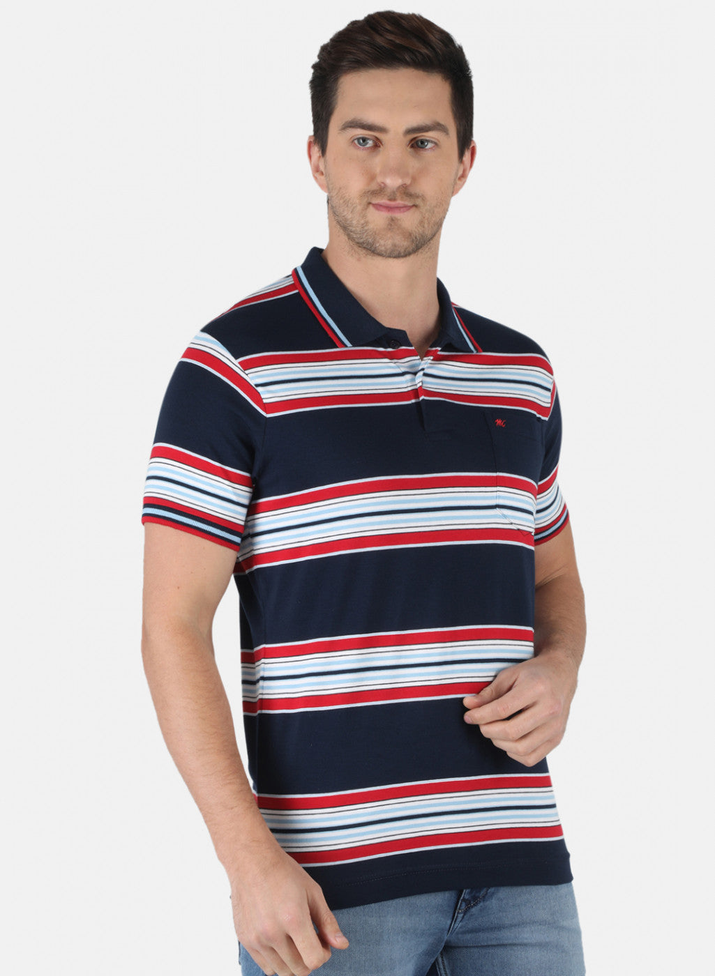 Men NAvy Blue Stripe T-Shirt