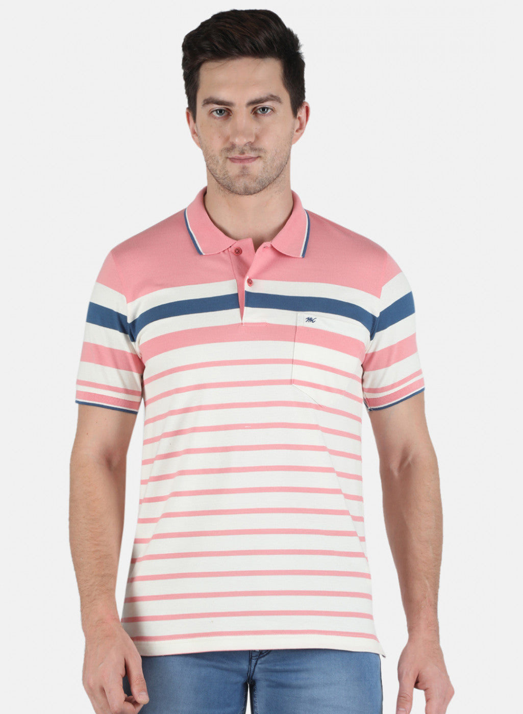 Men Pink Stripe T-Shirt