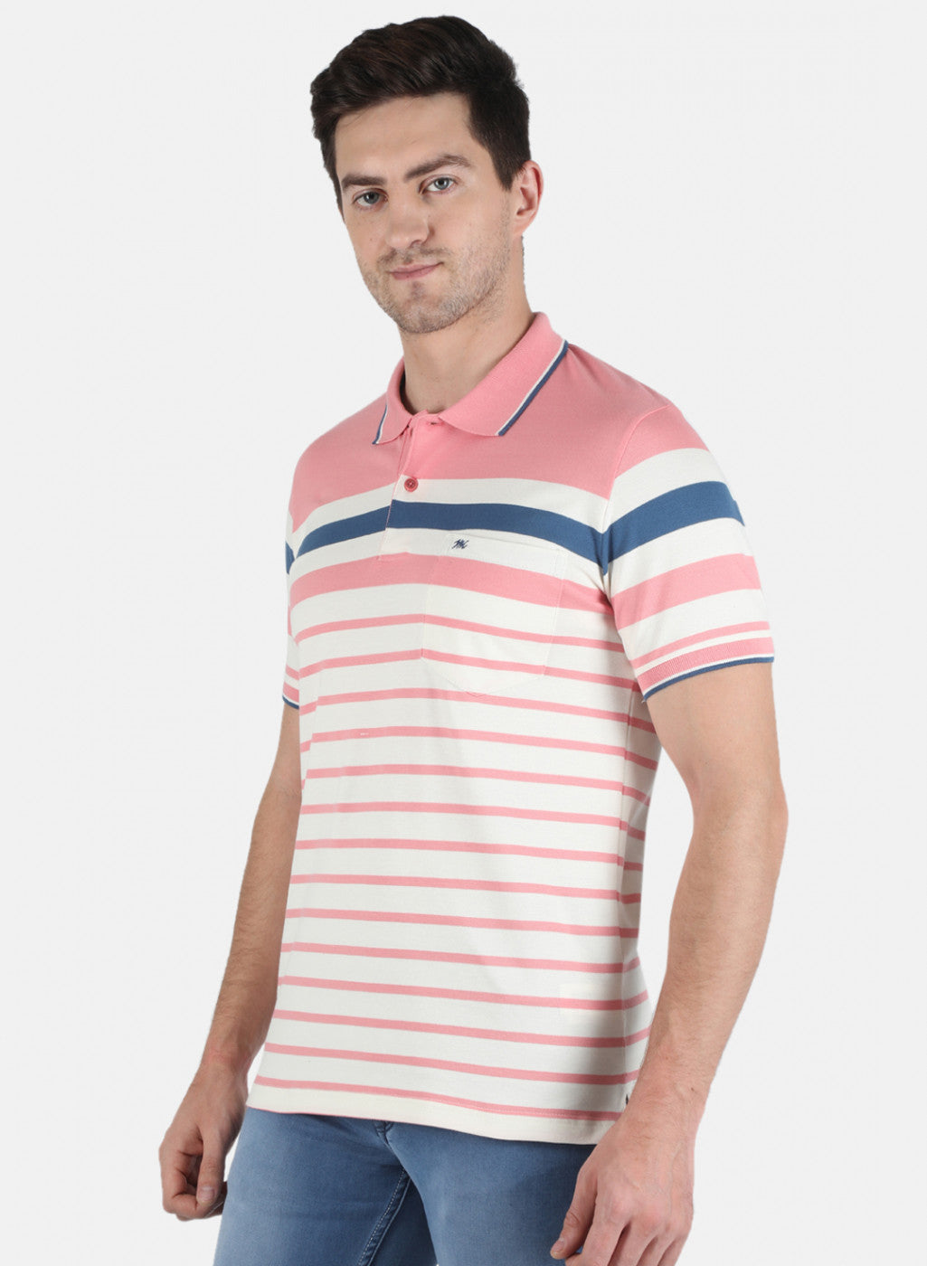 Men Pink Stripe T-Shirt