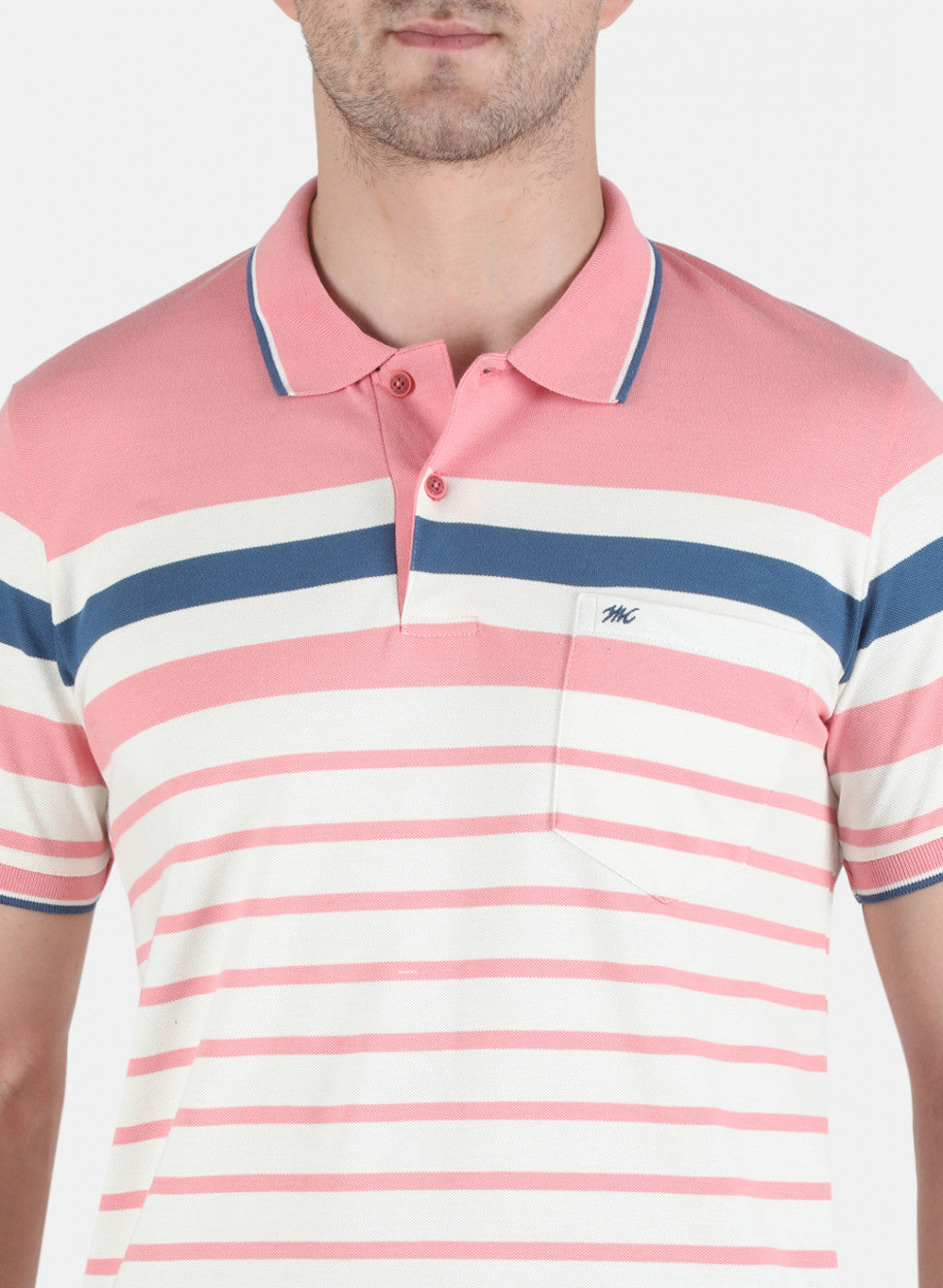 Men Pink Stripe T-Shirt