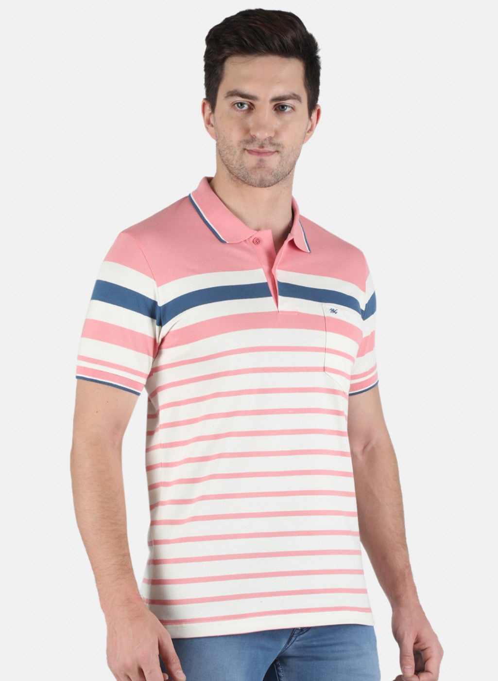 Men Pink Stripe T-Shirt