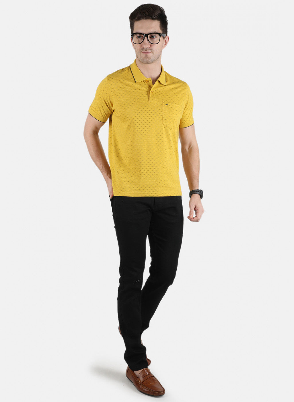 Men Mustard Printed T-Shirt