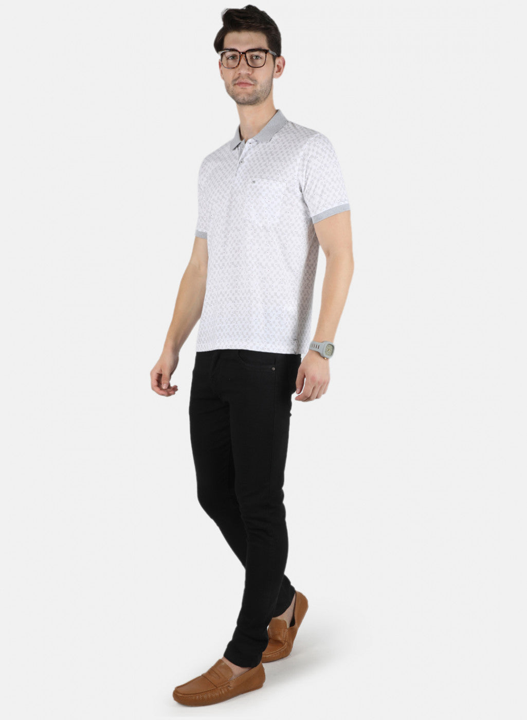 Men White Printed T-Shirt