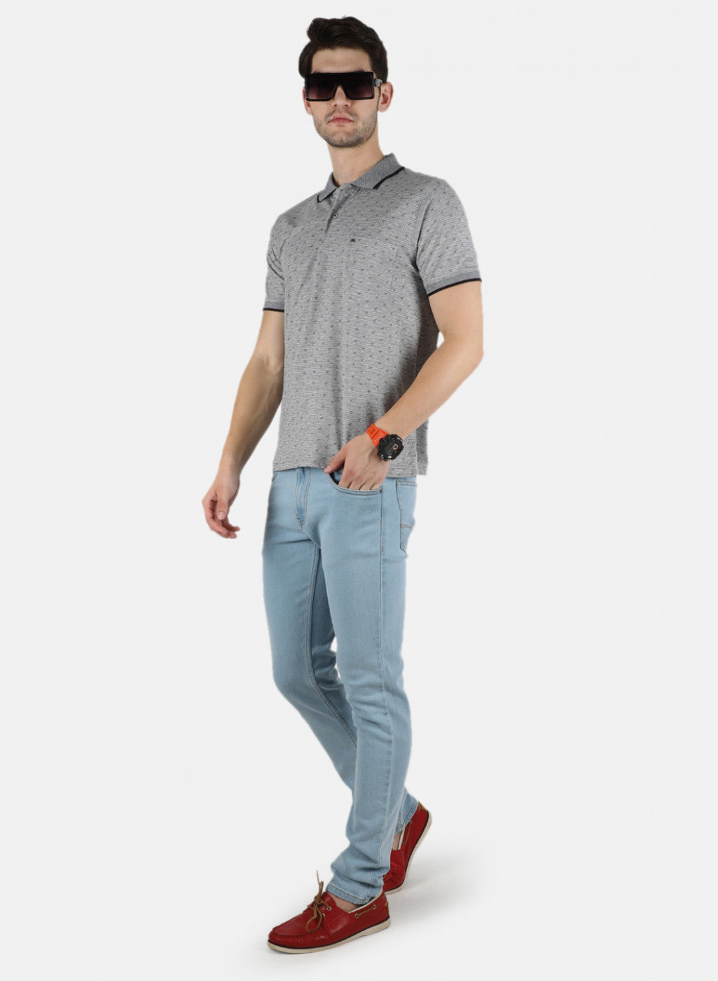 Men Grey Printed T-Shirt