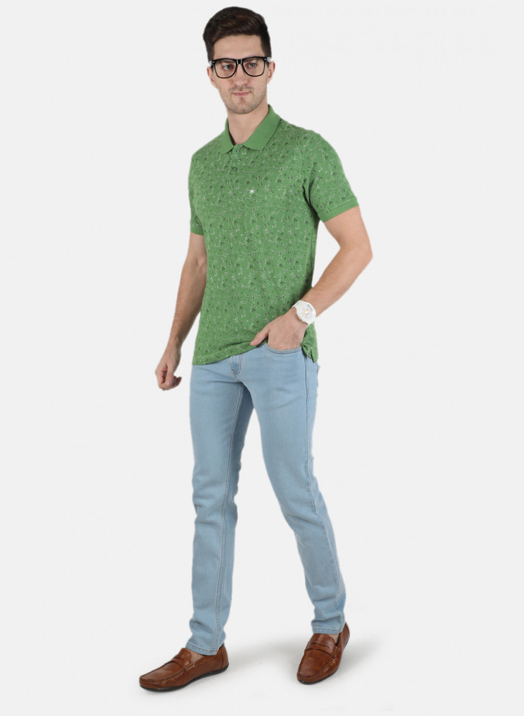 Men Green Printed T-Shirt