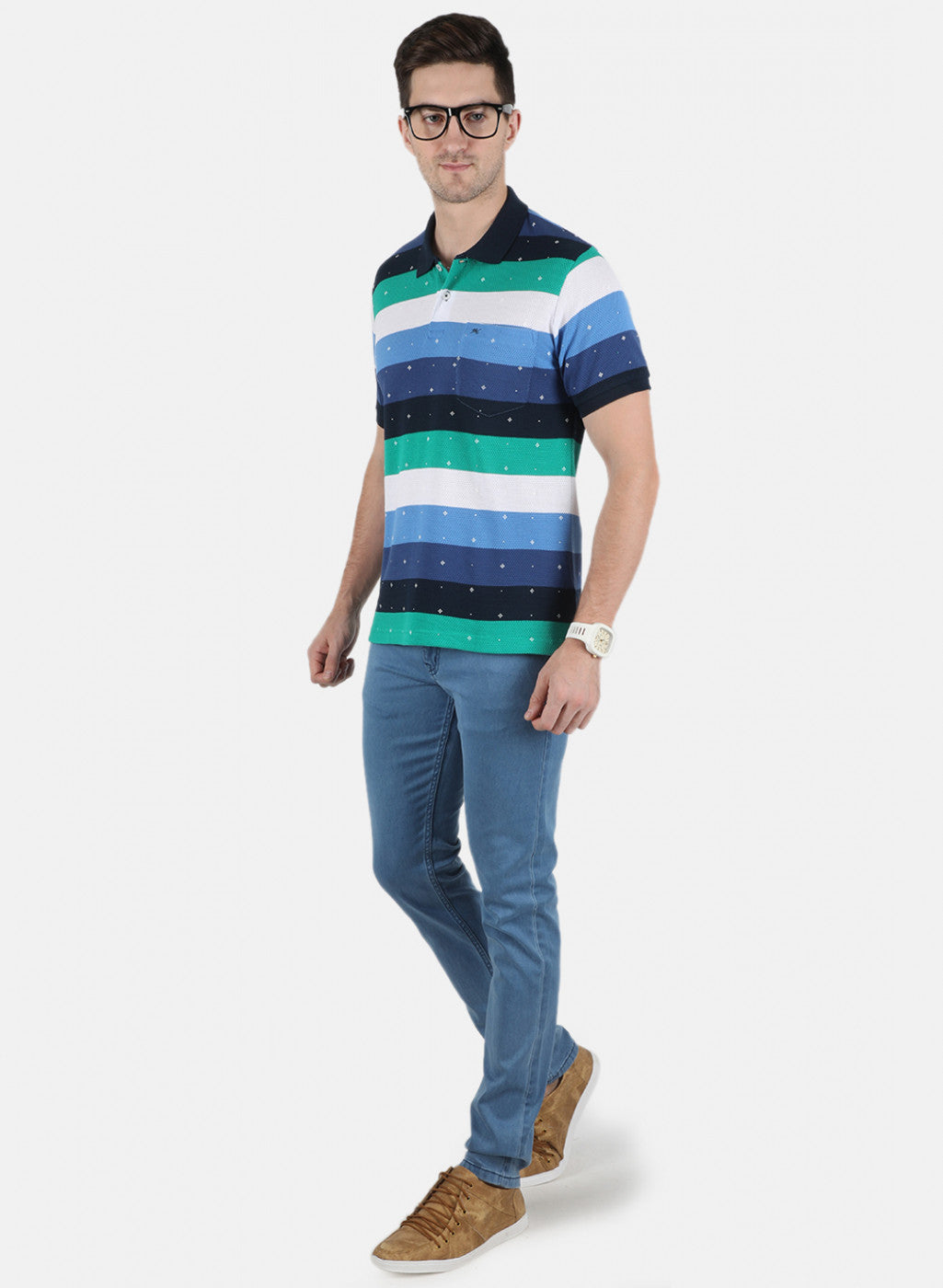 Men Blue Stripe T-Shirt