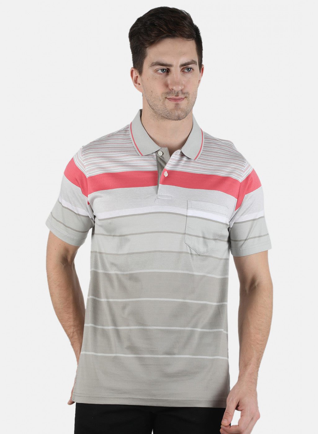 Men Grey Stripe T-Shirt