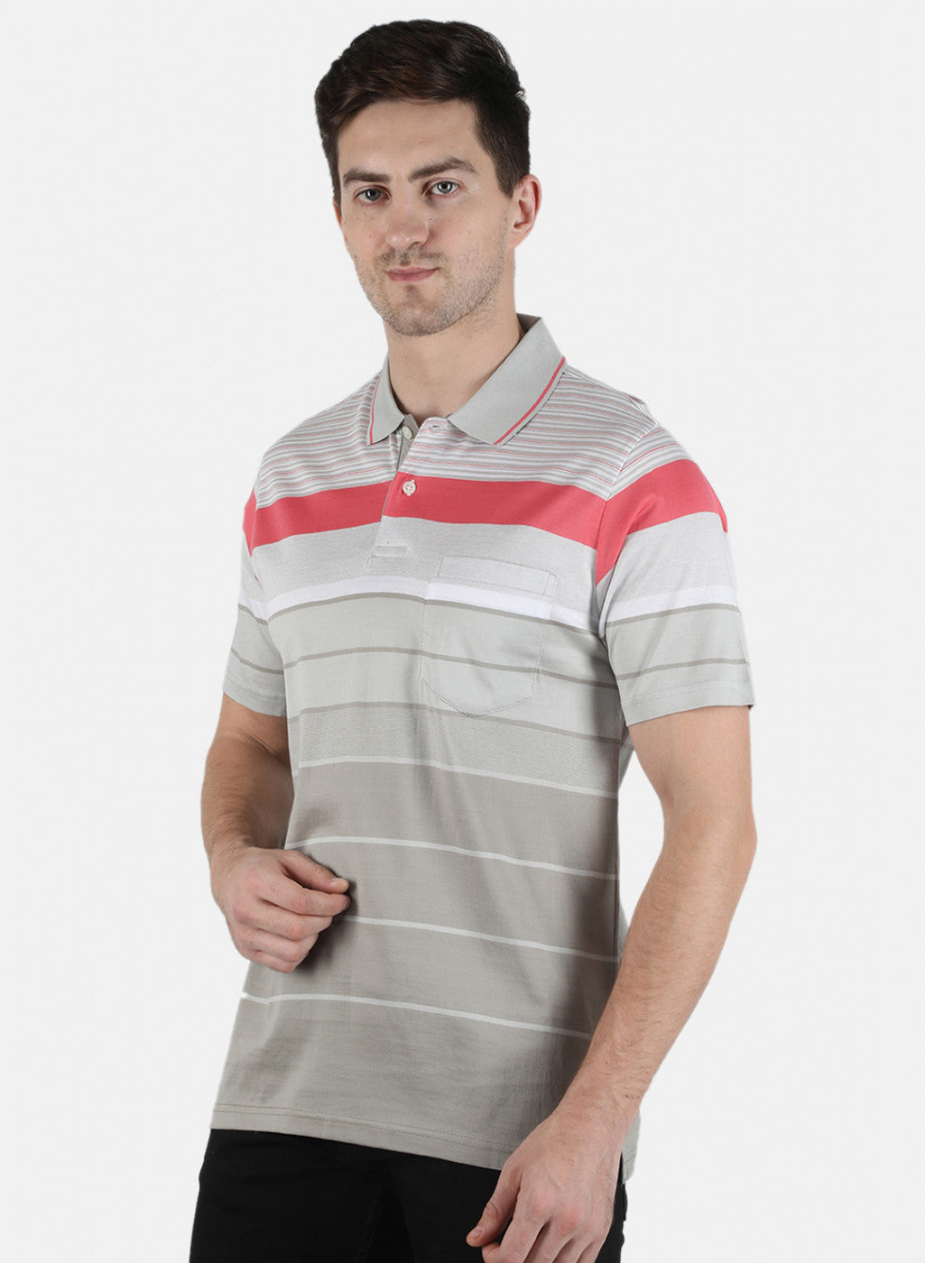 Men Grey Stripe T-Shirt