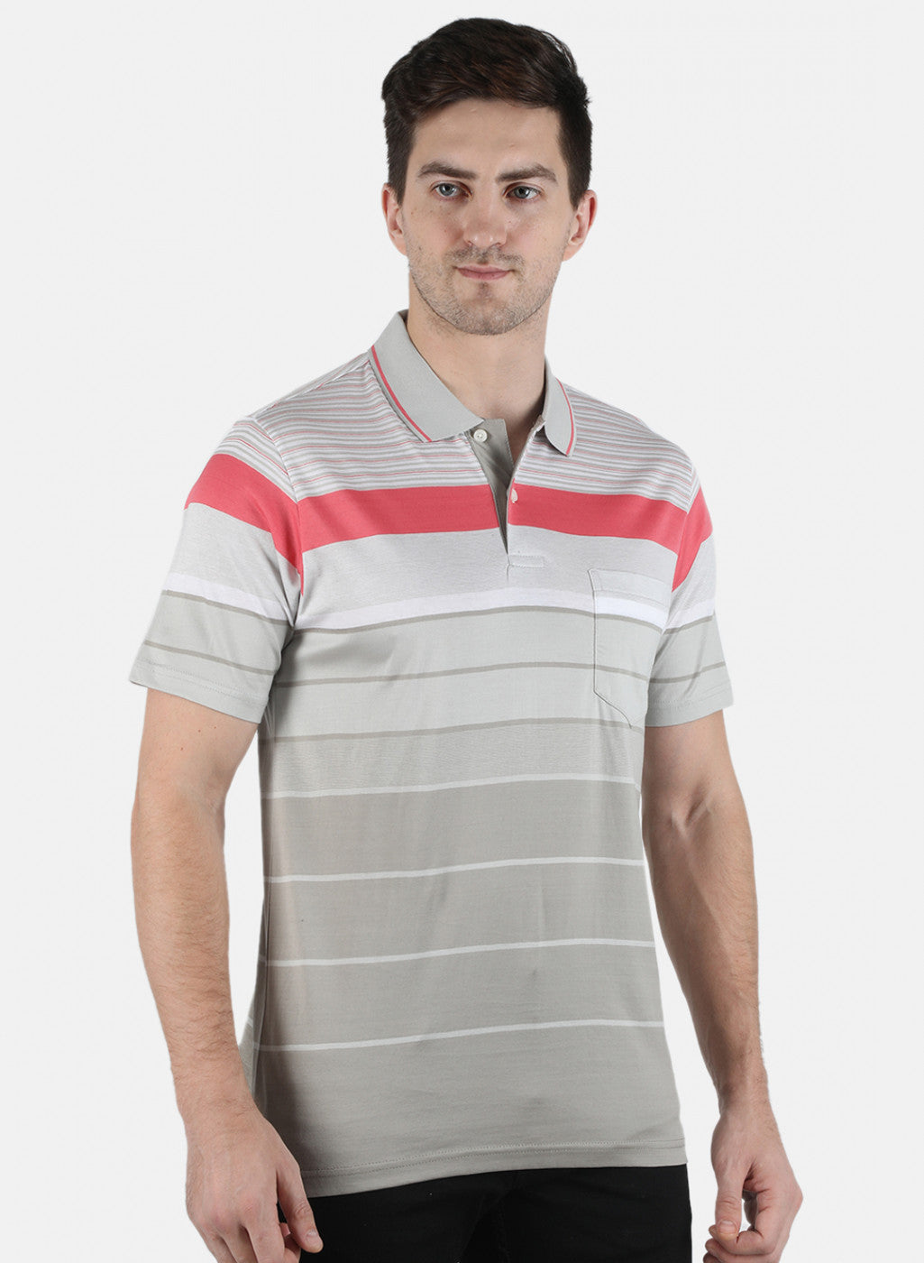 Men Grey Stripe T-Shirt