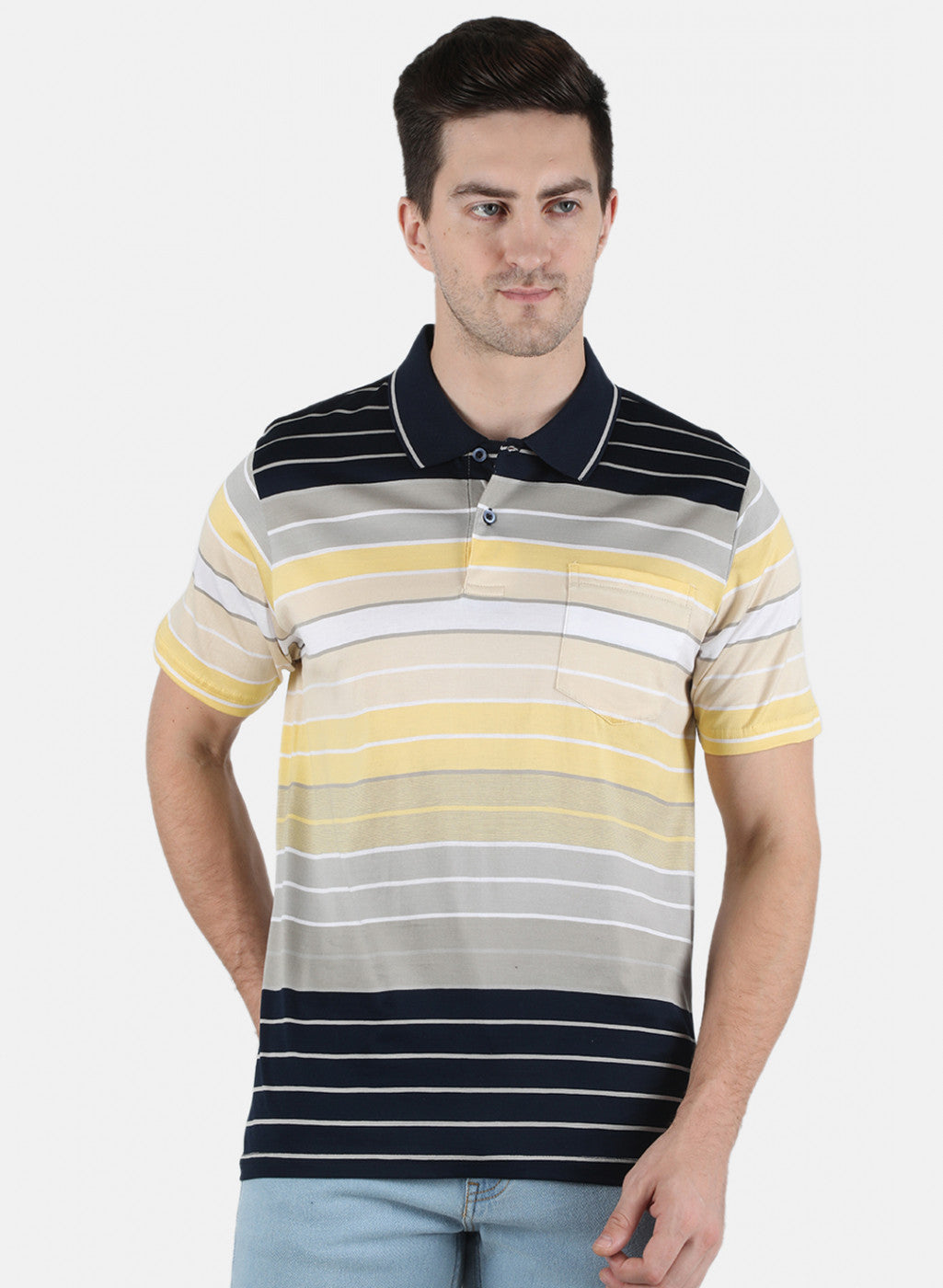 Men NAvy Blue Stripe T-Shirt