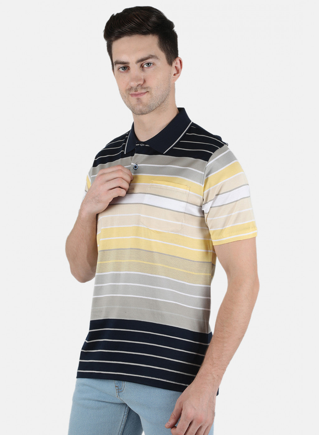 Men NAvy Blue Stripe T-Shirt