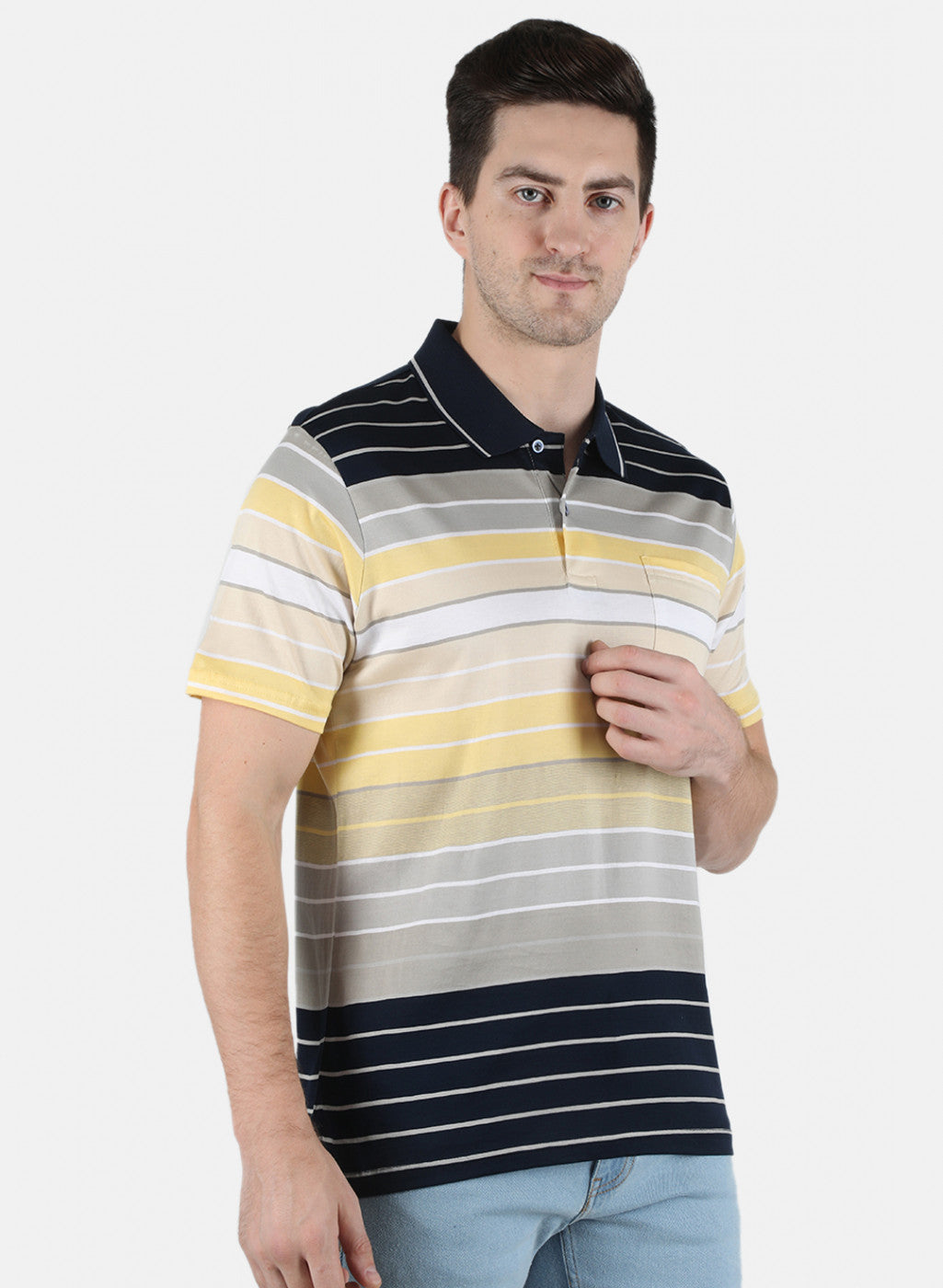 Men NAvy Blue Stripe T-Shirt