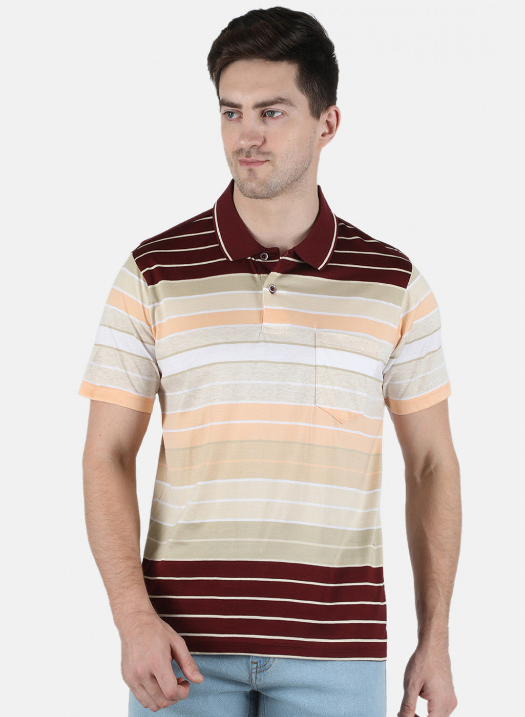 Men Maroon Stripe T-Shirt