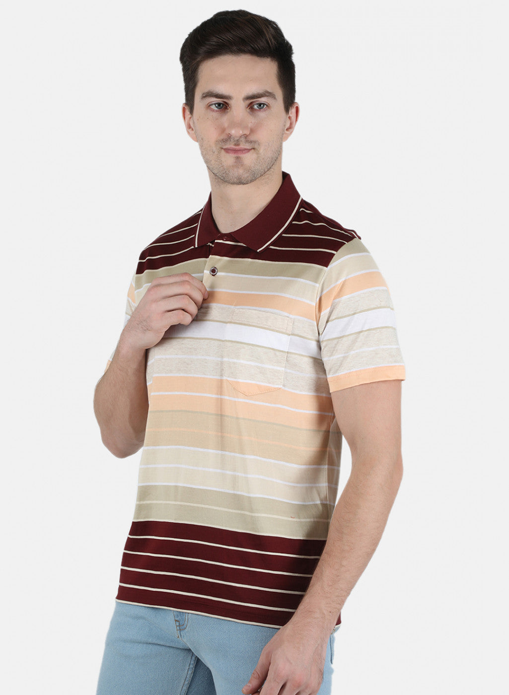 Men Maroon Stripe T-Shirt