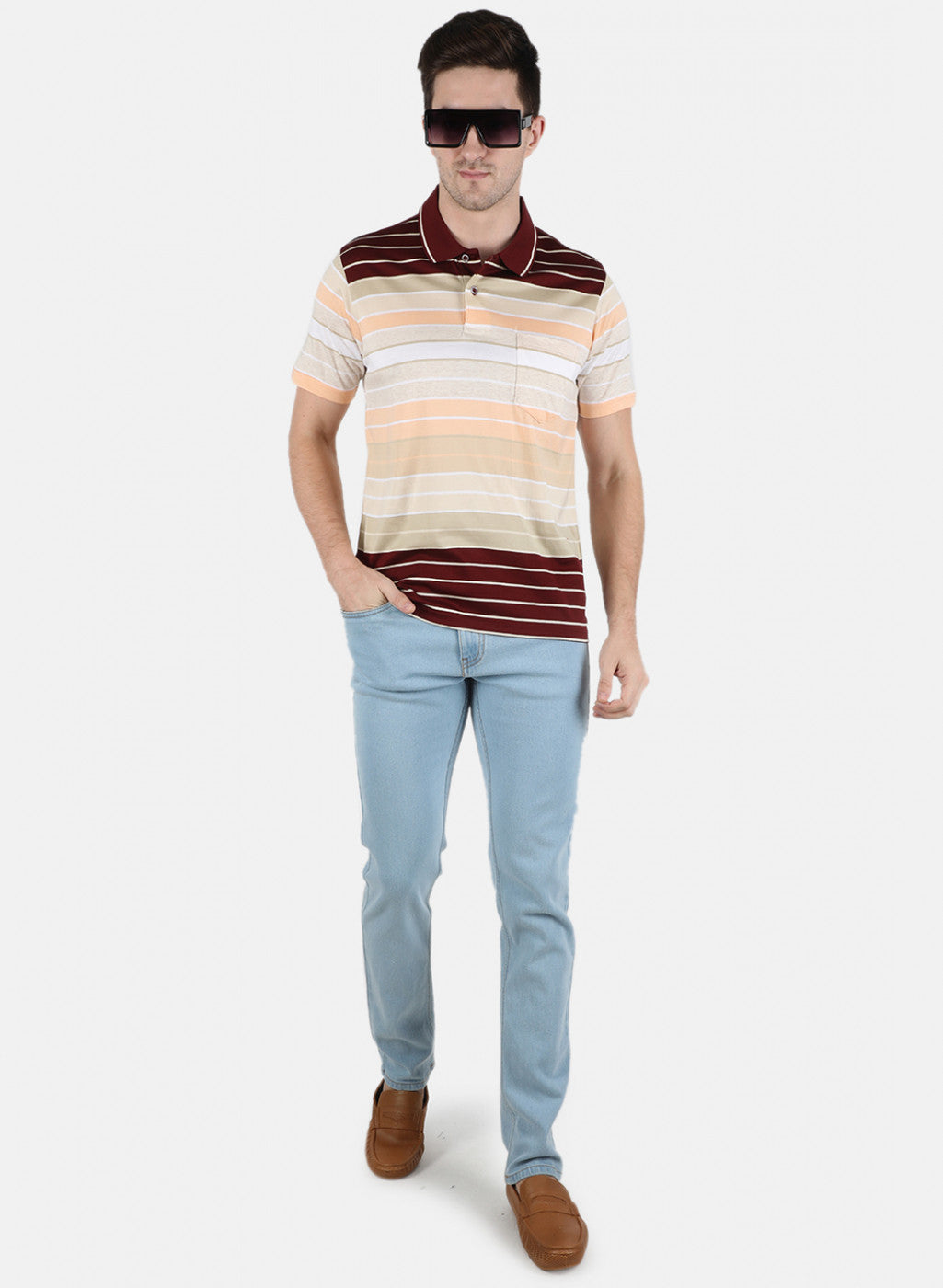 Men Maroon Stripe T-Shirt