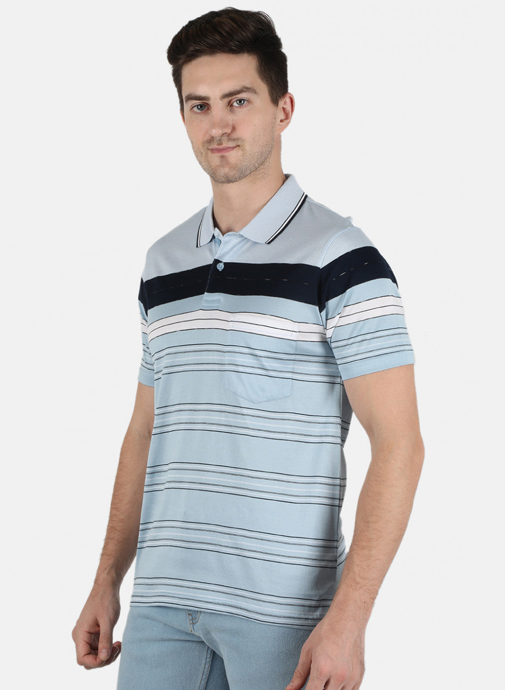 Men Blue Stripe T-Shirt