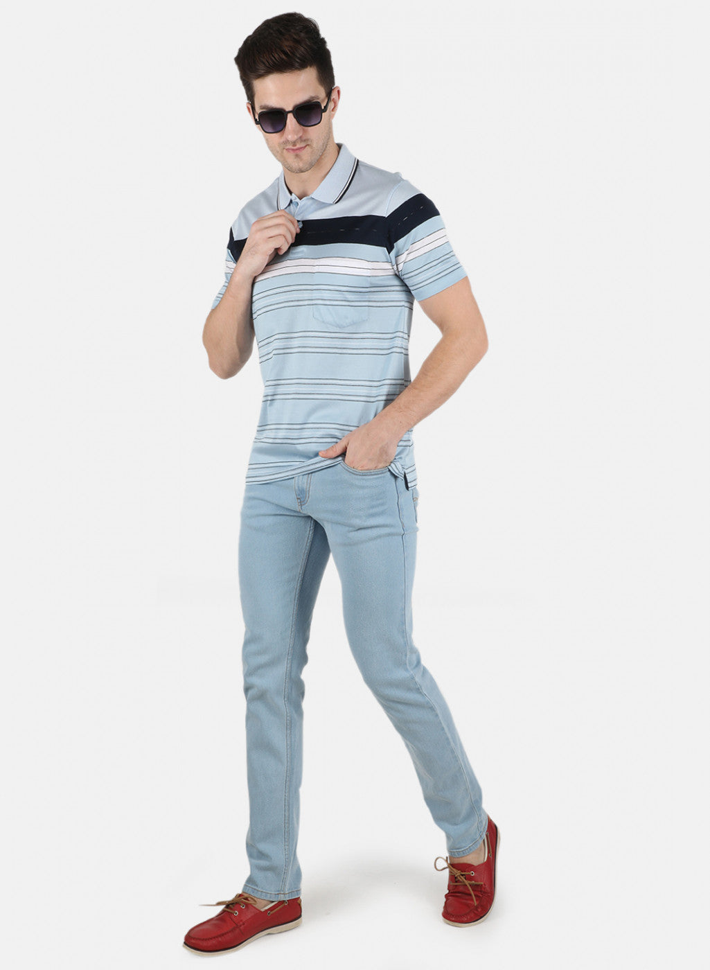 Men Blue Stripe T-Shirt