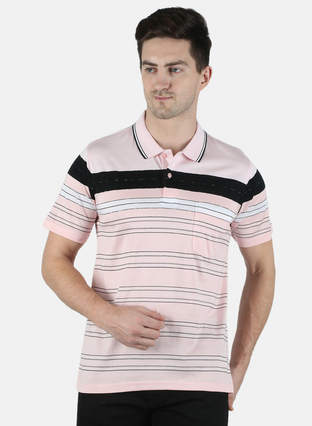 Men Pink Stripe T-Shirt