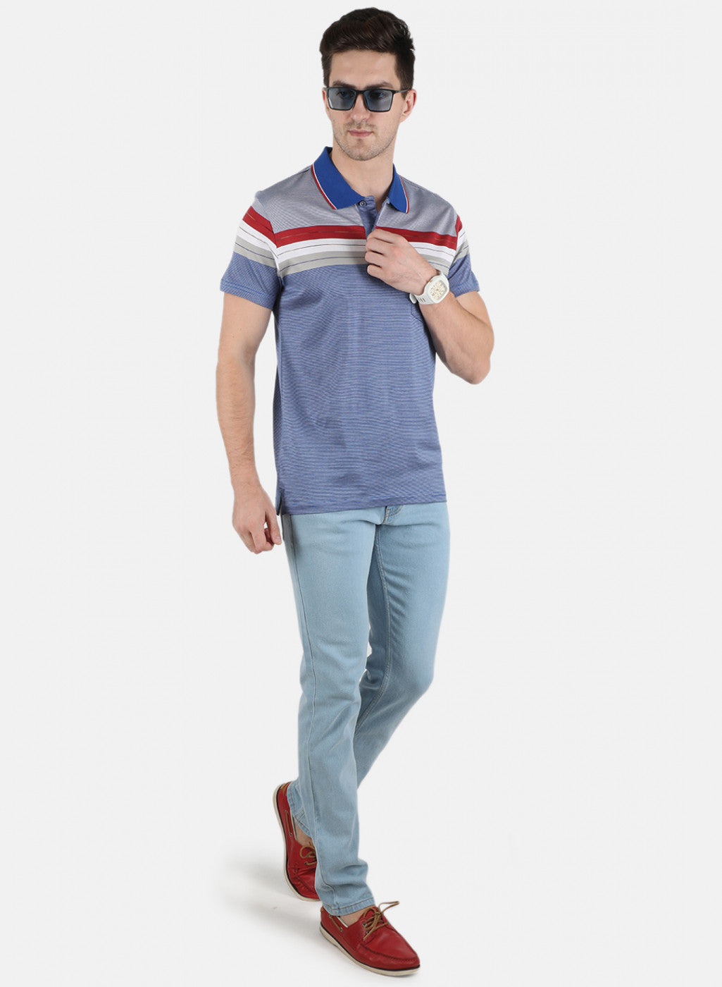 Men Blue Stripe T-Shirt