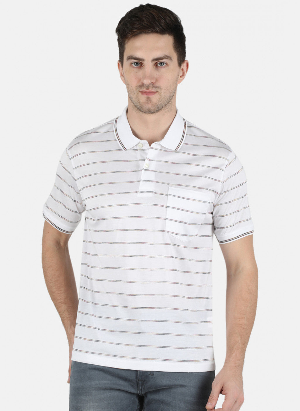 Men White Stripe T-Shirt