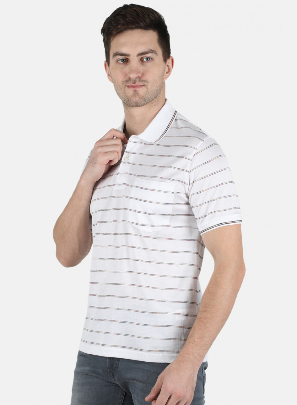 Men White Stripe T-Shirt