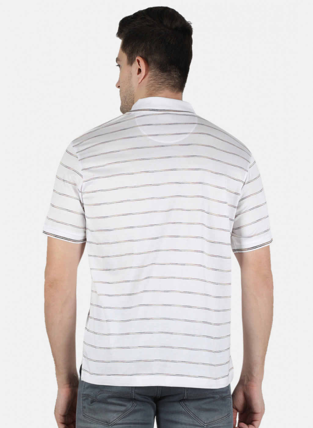 Men White Stripe T-Shirt