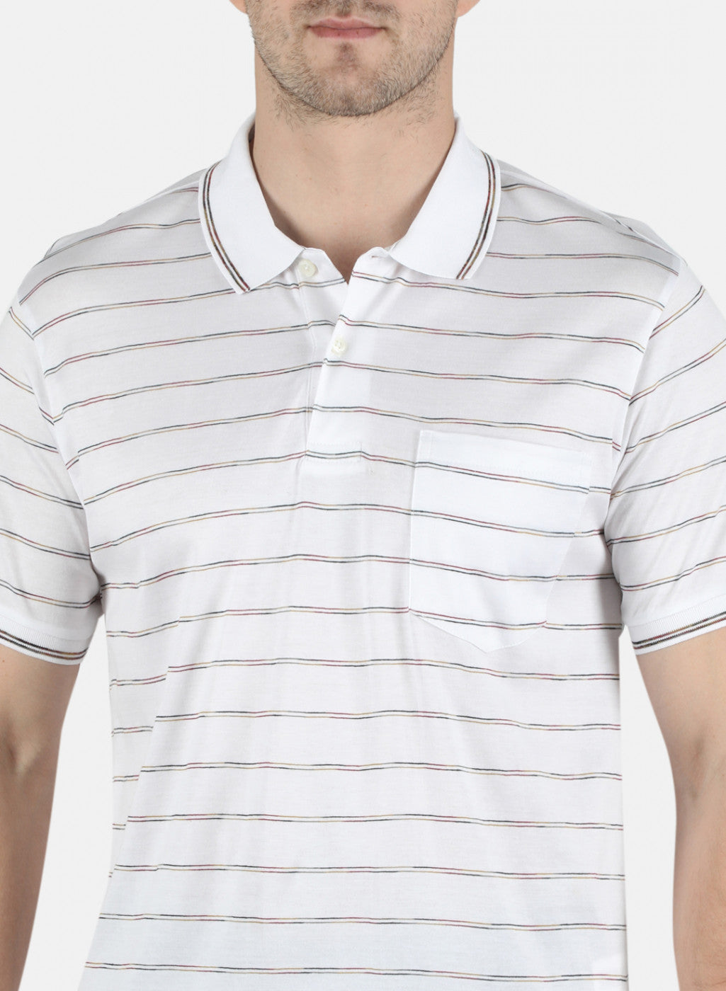 Men White Stripe T-Shirt