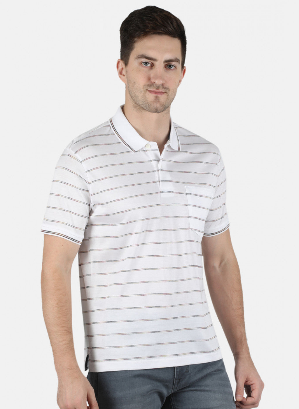 Men White Stripe T-Shirt